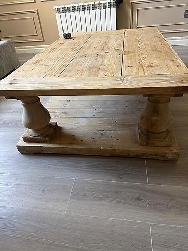 Rustik üslubda massiv ağacdan salon üçün iri ölçülü jurnal masası - şəkil 4