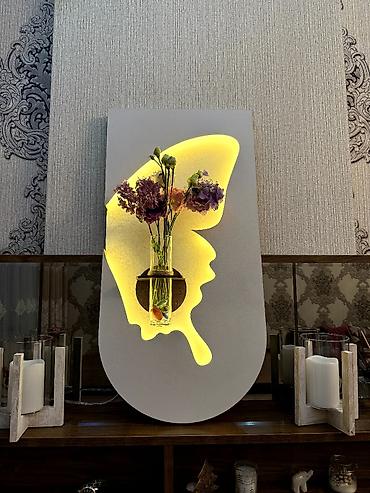 LED işıqlı dekorativ divar paneli – şüşə vazalı - Material: MDF əsas - şəkil 3