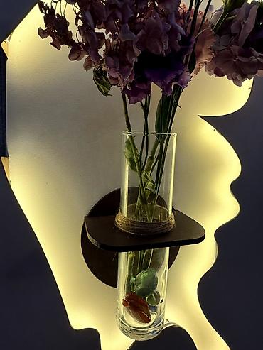 LED işıqlı dekorativ divar paneli – şüşə vazalı - Material: MDF əsas - şəkil 4