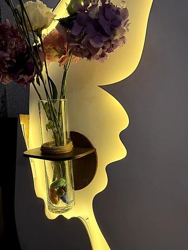 LED işıqlı dekorativ divar paneli – şüşə vazalı - Material: MDF əsas - şəkil 5