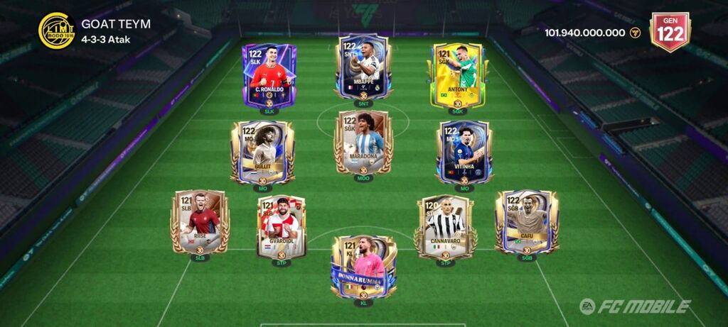 FC Mobile hesabı – GEN 122 klub, zəngin heyət və yüksək səviyyəli