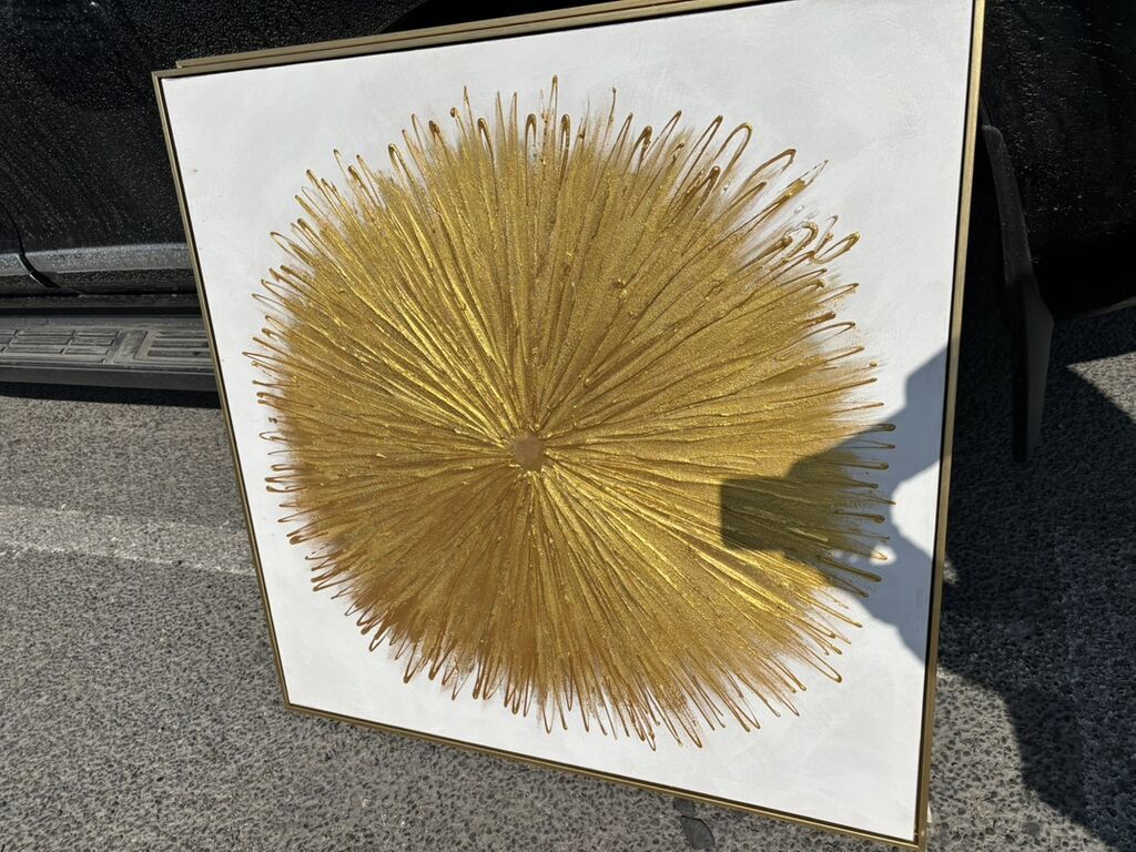 Abstrakt dekorativ tablo dəsti - Kətan üzərində akril və tekstural