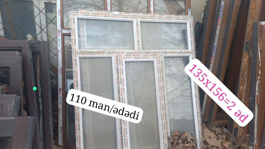 İşlənmiş İkiqat şüşə paketi Plastik pəncərə, Еni: 135 sm, Uzunluğu: 156 sm, Ödənişli quraşdırma