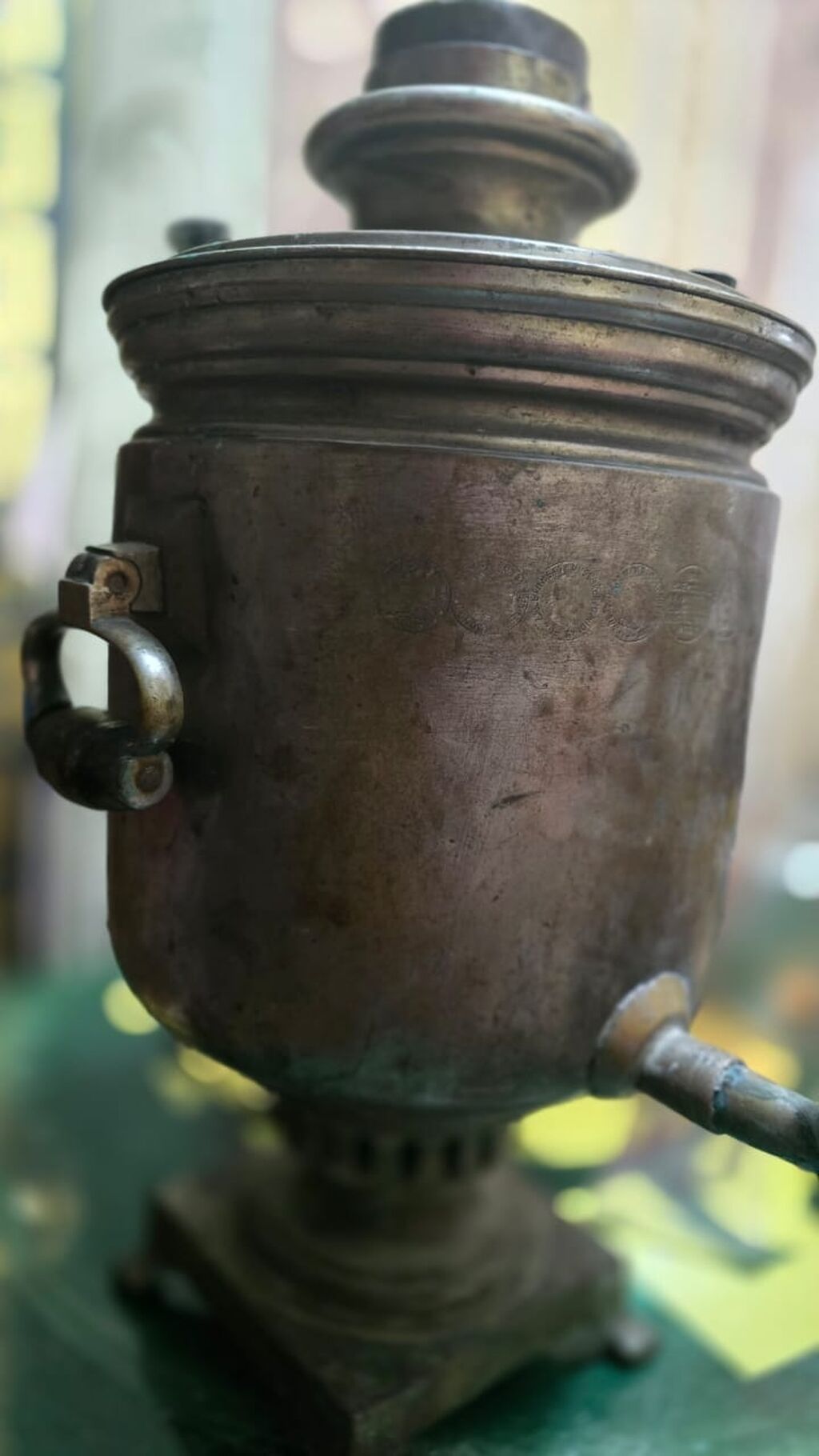 Antik kömürlə işləyən samovar - Material: mis/bronz ərintisi - - şəkil 3