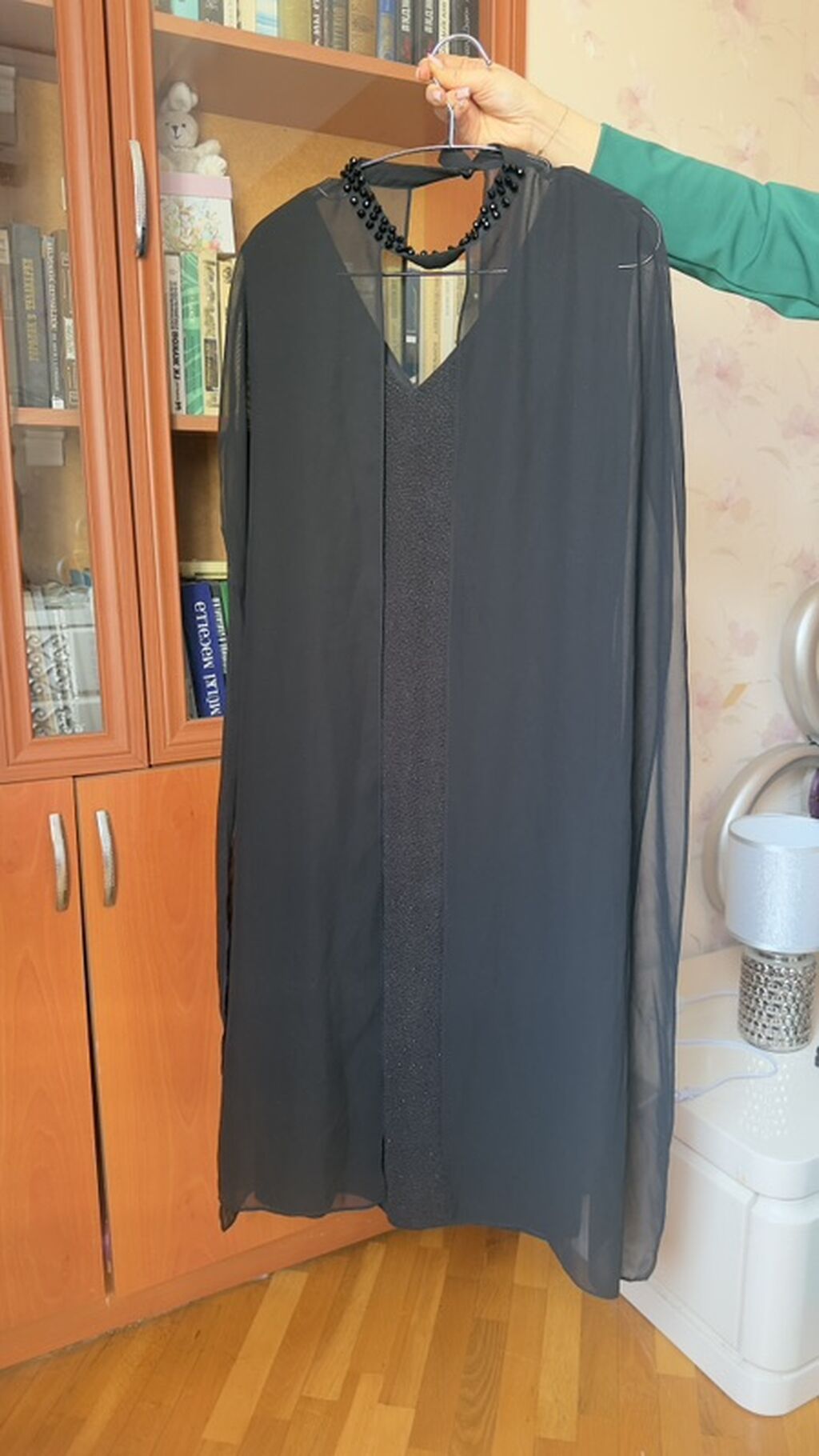 Qara rəngli ziyafət geyimi – ikili dizayn - Model: V-yaxa, uzun