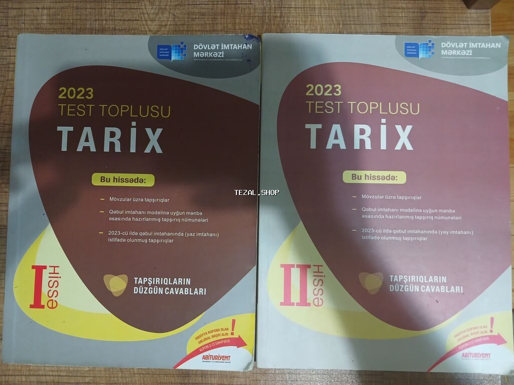 Məhsul: “2023 Test Toplusu – Tarix” (Dövlət İmtahan Mərkəzi), 2 hissə