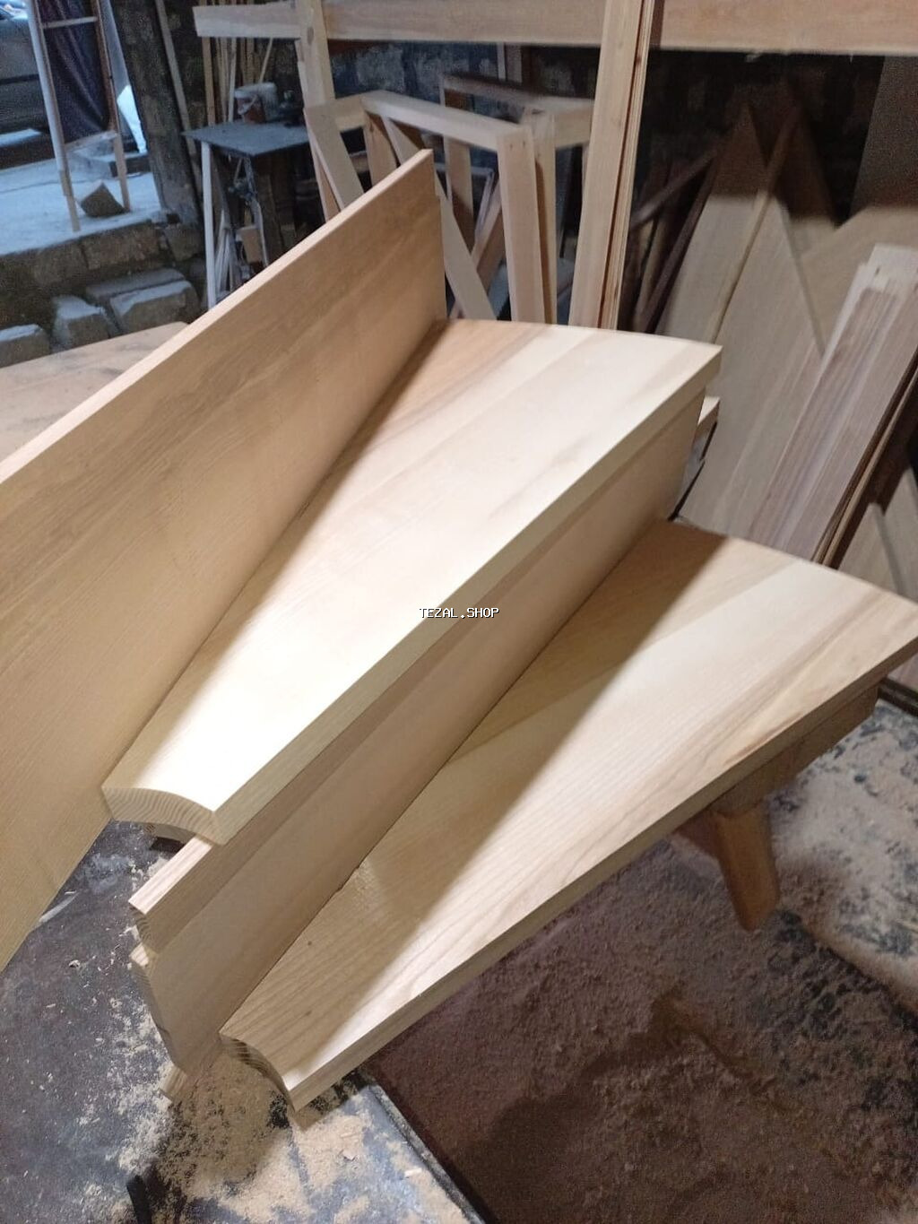 Təbii ağacdan hazırlanmış pilləkən pilləsi və məhkərlər, Topdan və - şəkil 5