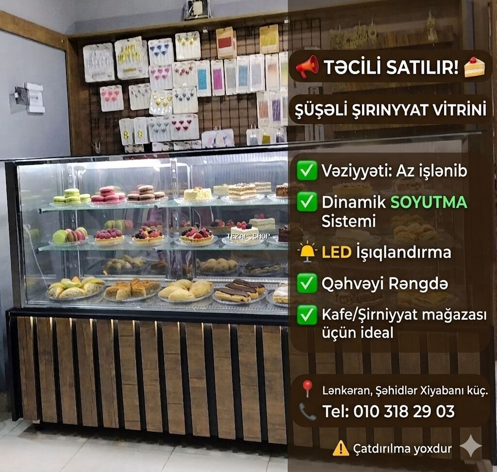 3 ədəd Şirniyyat vitrini 1 ədəd soyuduculu 2 ədəd sade Şüşəli - şəkil 2