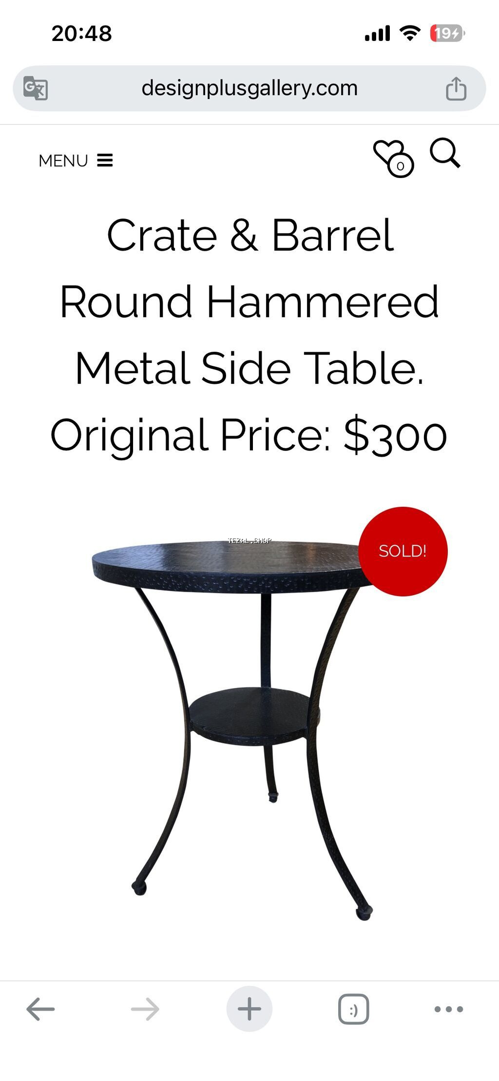 Balkon masası, Açılmayan, Metal, Yumru masa - şəkil 2