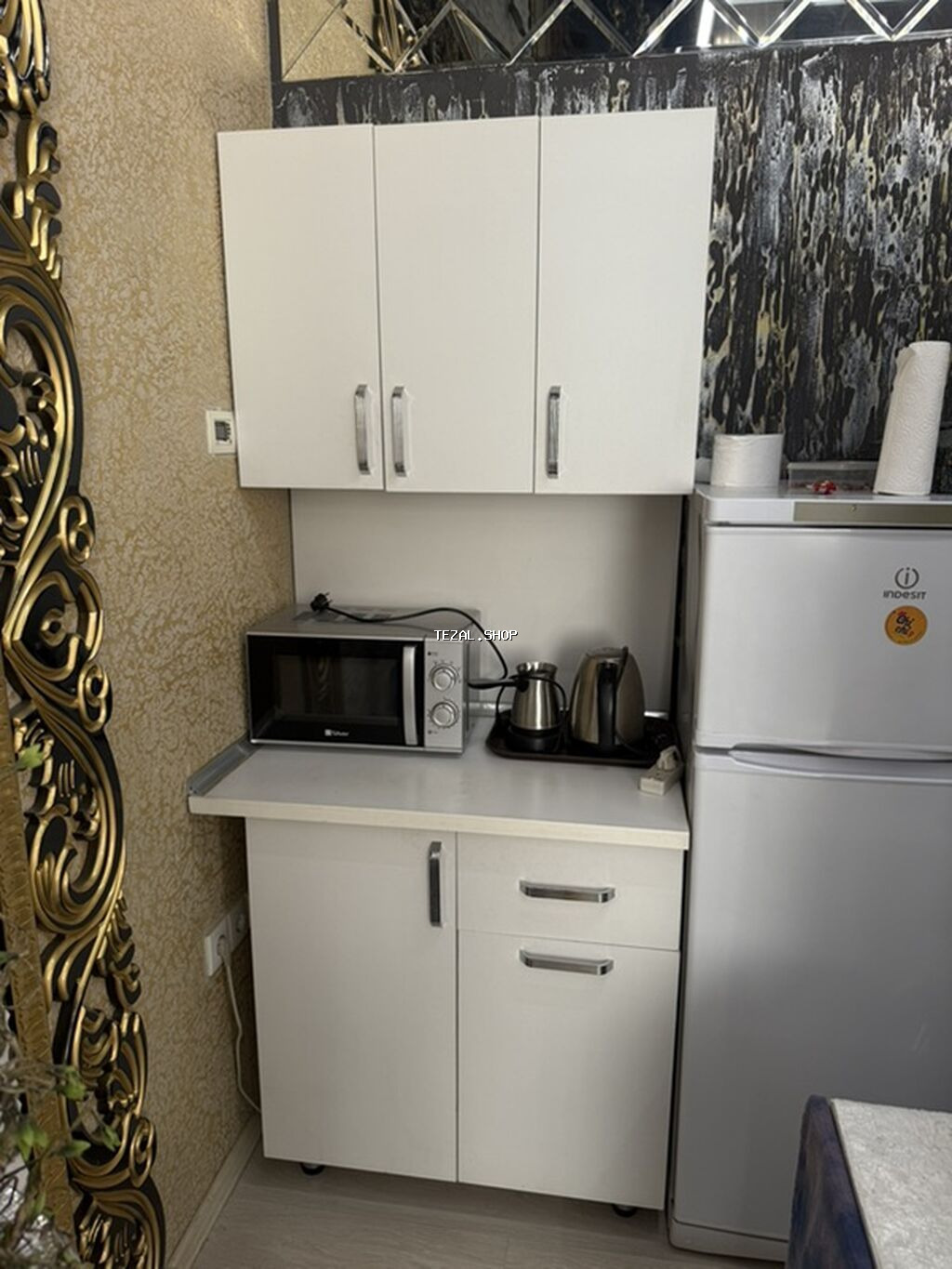 Mətbəx üçün yığma şkaf dəsti - Rəng: ağ - Üst modullar: 3 qapılı asma - şəkil 2