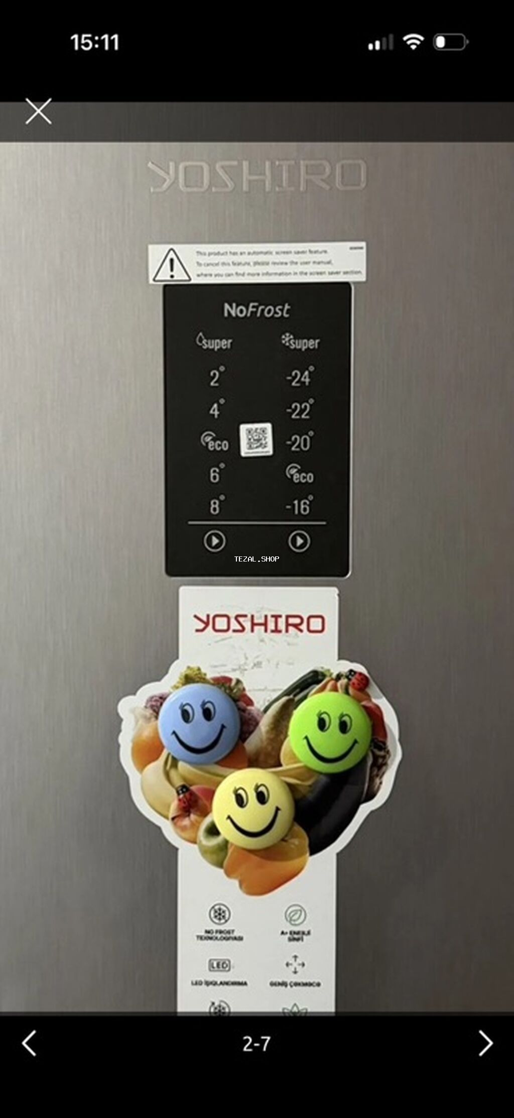 2 qapılı Yoshiro Soyuducu Satılır, rəng - Gümüşü - şəkil 2