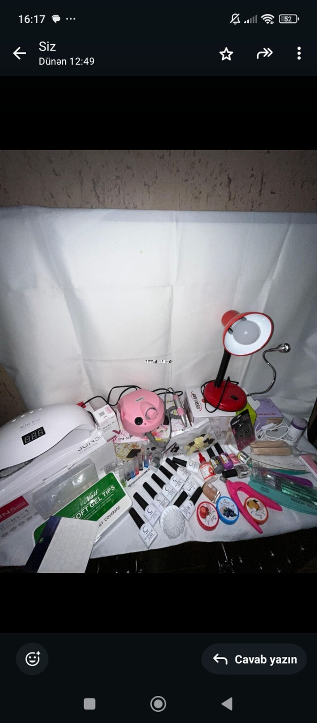 Manikür və gel dırnaq üçün tam dəst Paketdə görünən alətlər və