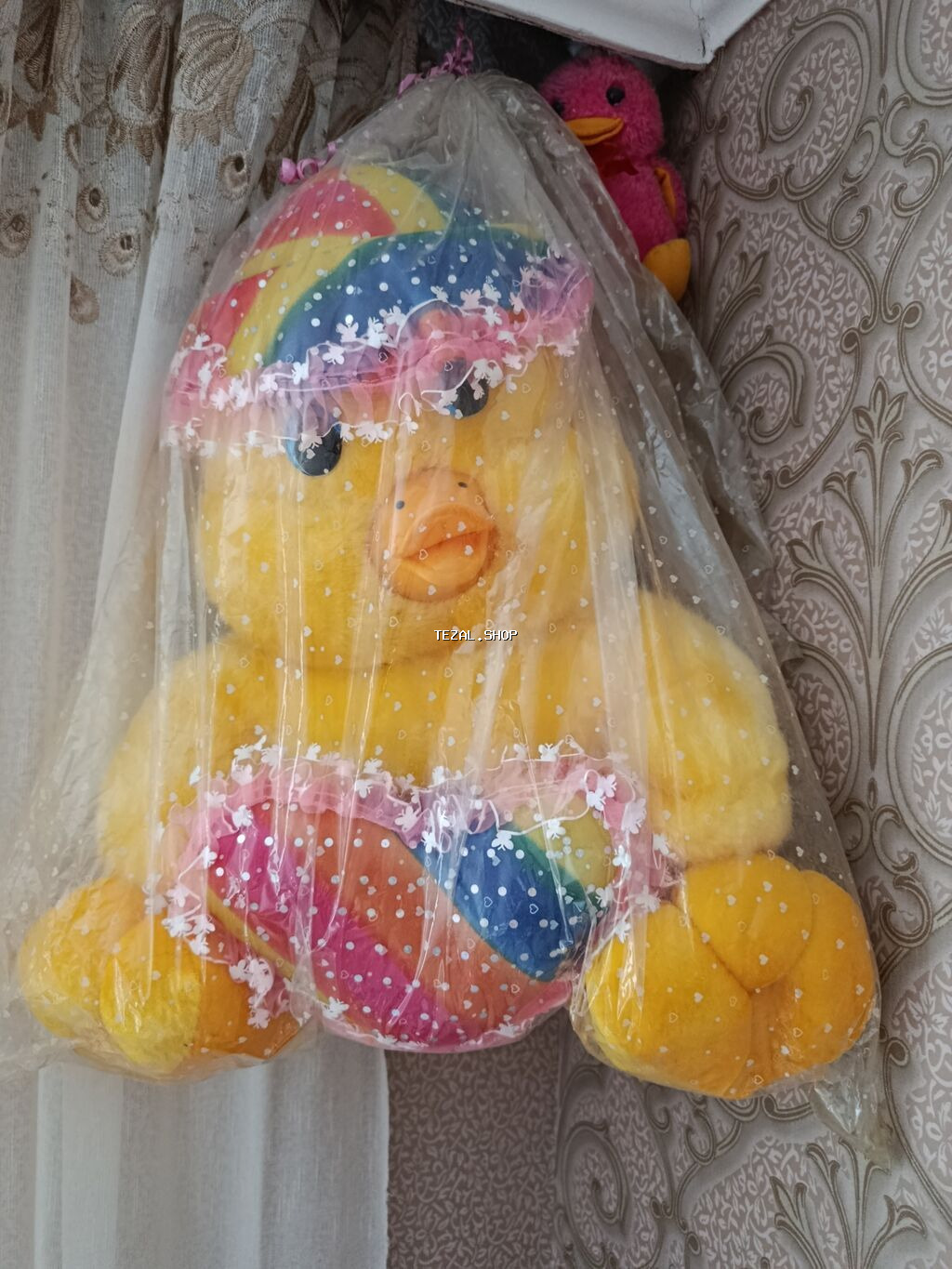 Məxməri böyük yumşaq oyuncaqlar dəsti - Sarı ördək fiqurlu iri plyuş