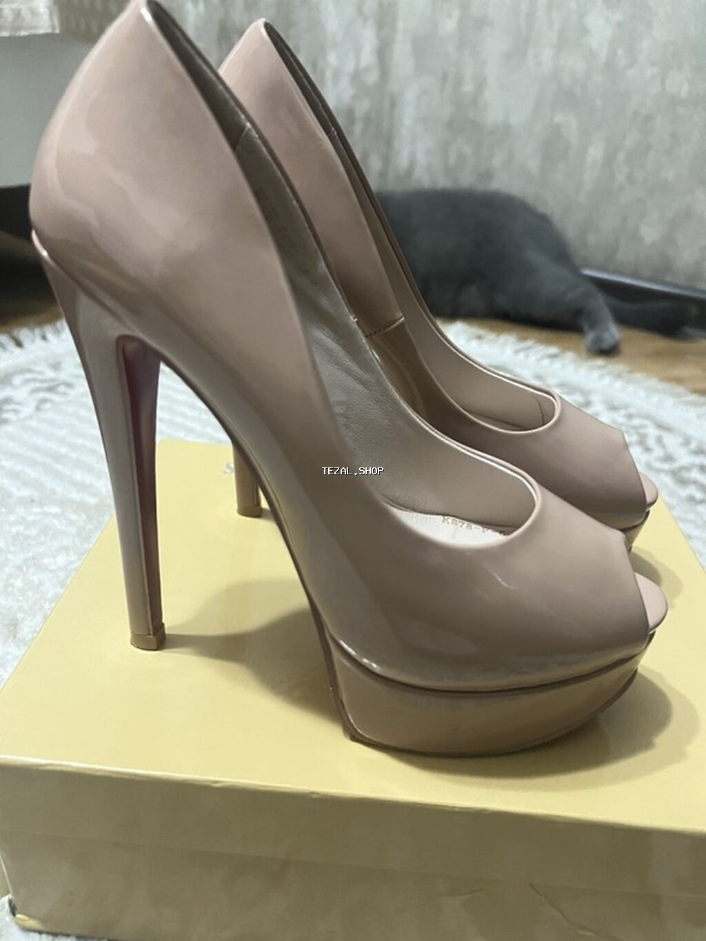 Nyüd rəngli platformalı yüksək dabanlı qadın tufliləri - Model