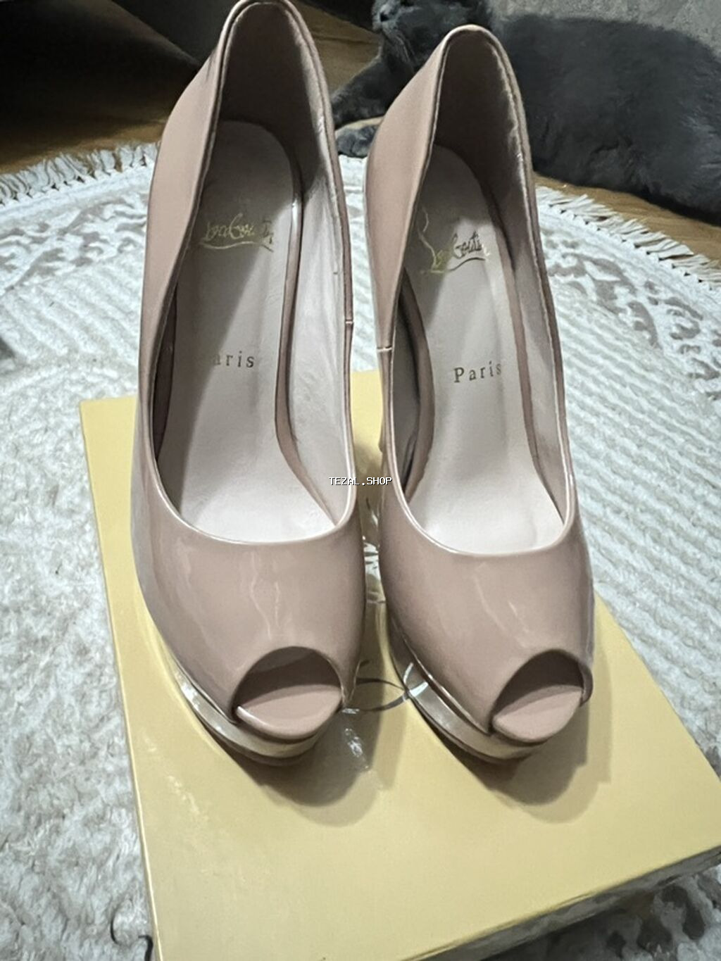 Nyüd rəngli platformalı yüksək dabanlı qadın tufliləri - Model - şəkil 2