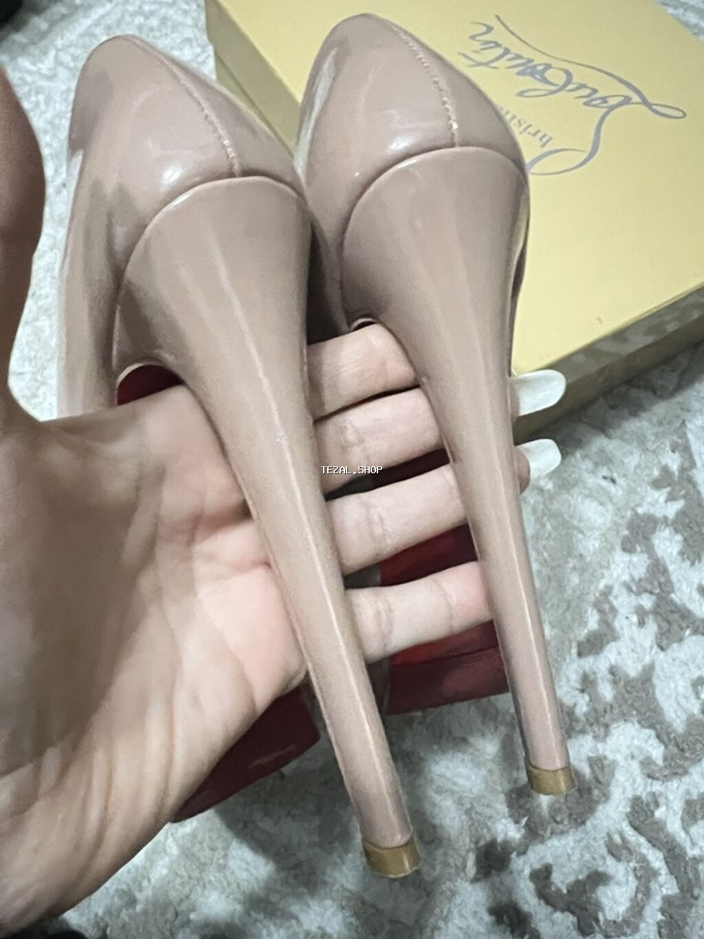 Nyüd rəngli platformalı yüksək dabanlı qadın tufliləri - Model - şəkil 3