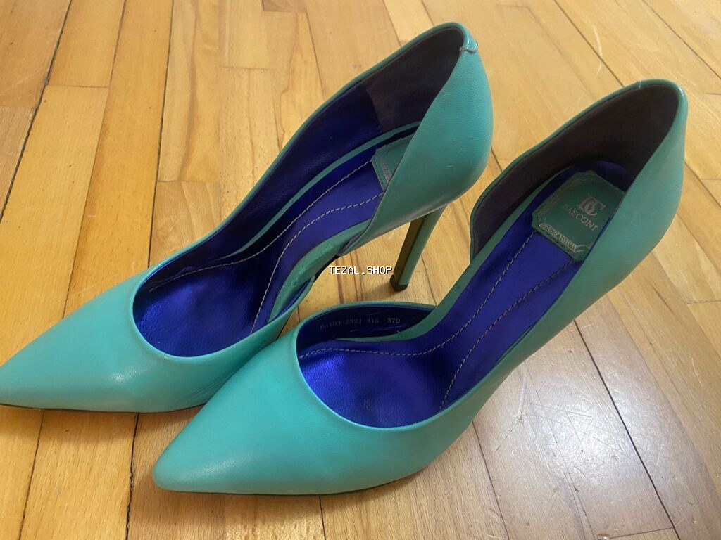 BASCONI Orijinal Dəri Ayaqqabı – Firuzəyi/Mint (37 Ölçü) – Mükəmməl