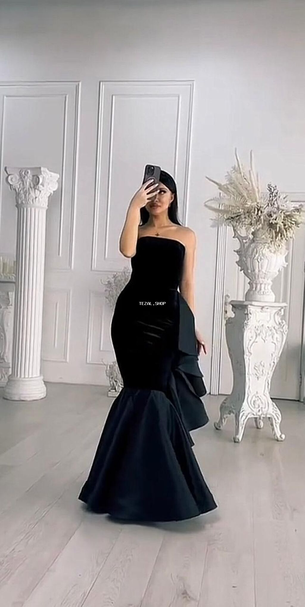 Qara axşam/libas – straples, mermaid (balıq) kəsimi - Rəng: dərin