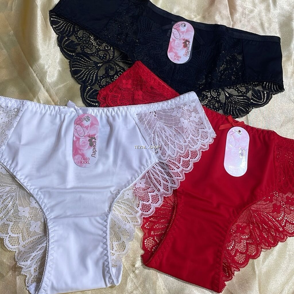 Qadın krujeva detallı alt paltarları dəsti - Rənglər: qara, qırmızı