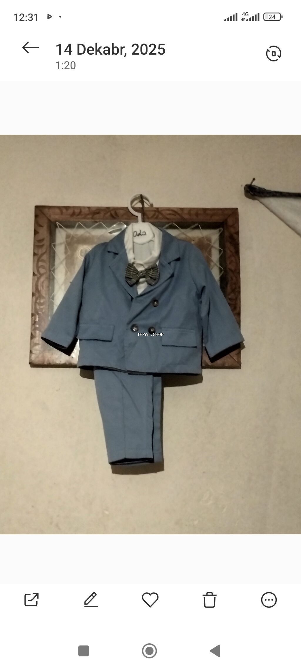 Uşaq üçün klassik kostyum dəsti - Rəng: açıq mavi - Komplekt: 3 hissə