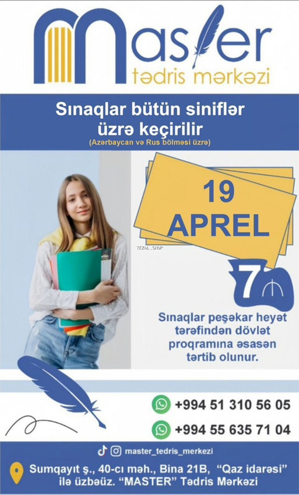 Master Tədris Mərkəzi – Blok imtahanı və sınaqlar Biletlər artıq