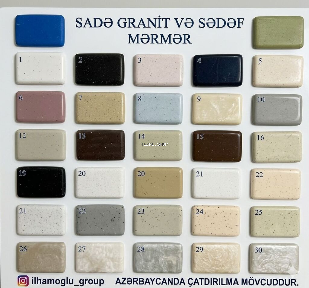 Mərmər və qranit səthlər – geniş rəng və naxış seçimi • Materiallar