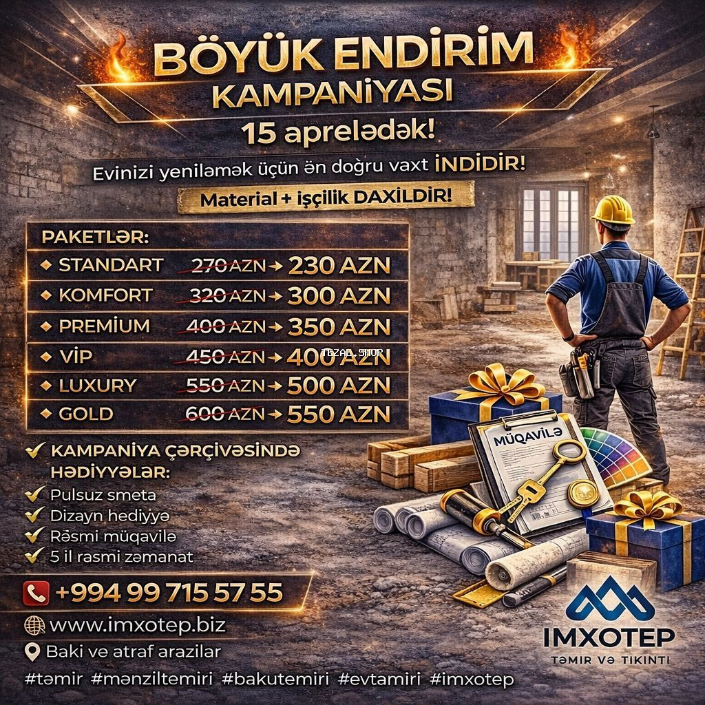 Evinizi təmir etdirmək istəyirsiniz? İndi bunun üçün ƏN DOĞRU