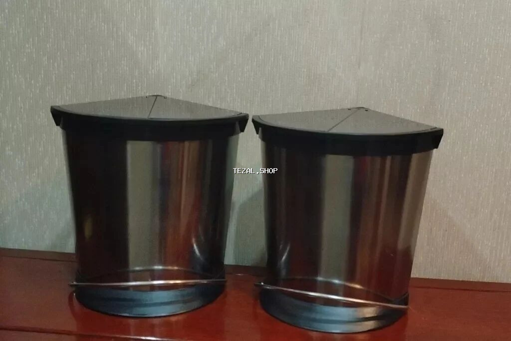 Kəsmik formalı paslanmayan poladdan zibil qabları (2 ədəd) Yazılan