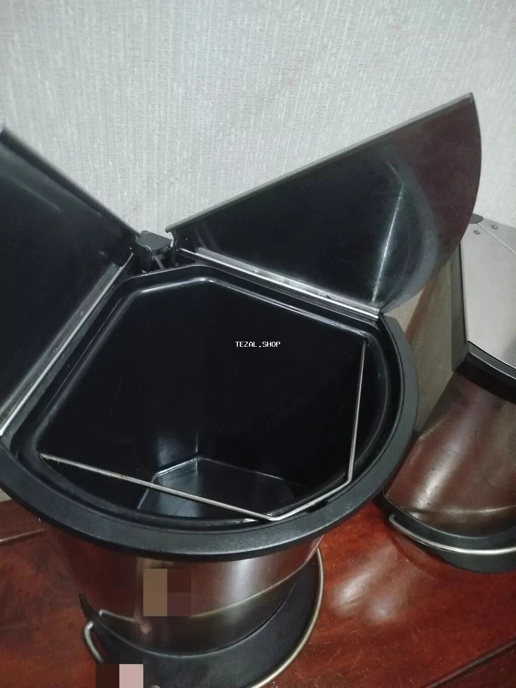 Kəsmik formalı paslanmayan poladdan zibil qabları (2 ədəd) Yazılan - şəkil 2