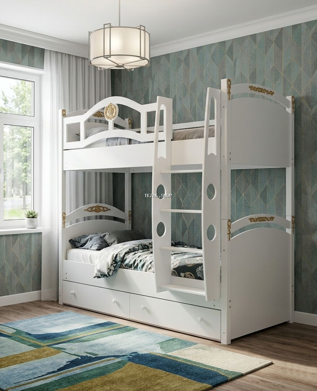 Oğlan və qız üçün, Yeni, Çarpayı, Matras ilə, Siyirməli, Taxta