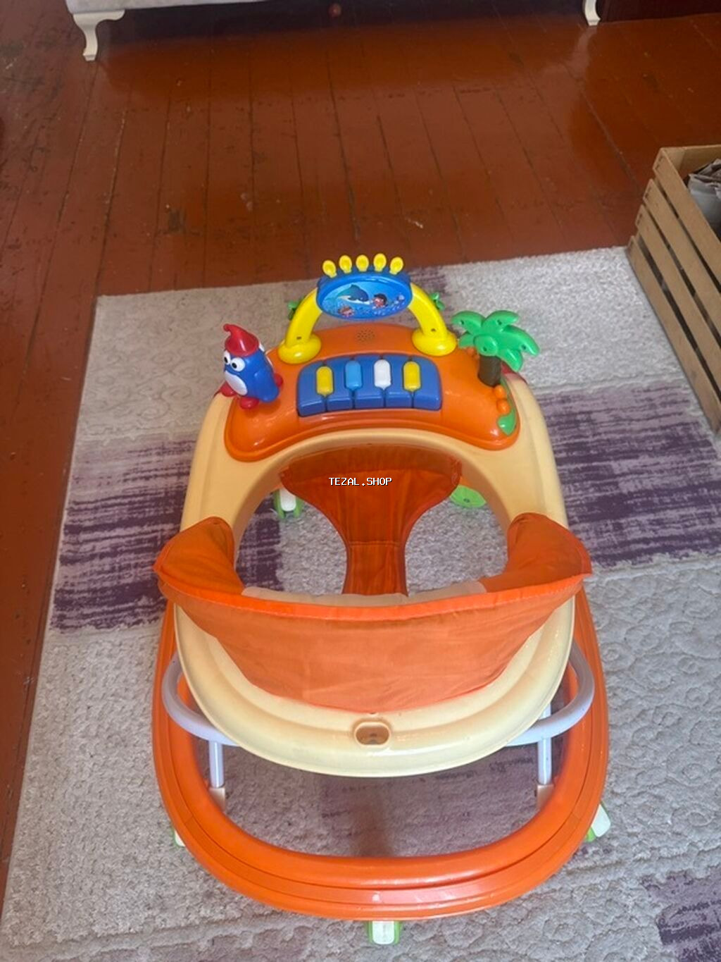 Uşaq gəzdirəcisi (walker) – narıncı/bej rəngli, musiqili oyun paneli - şəkil 2
