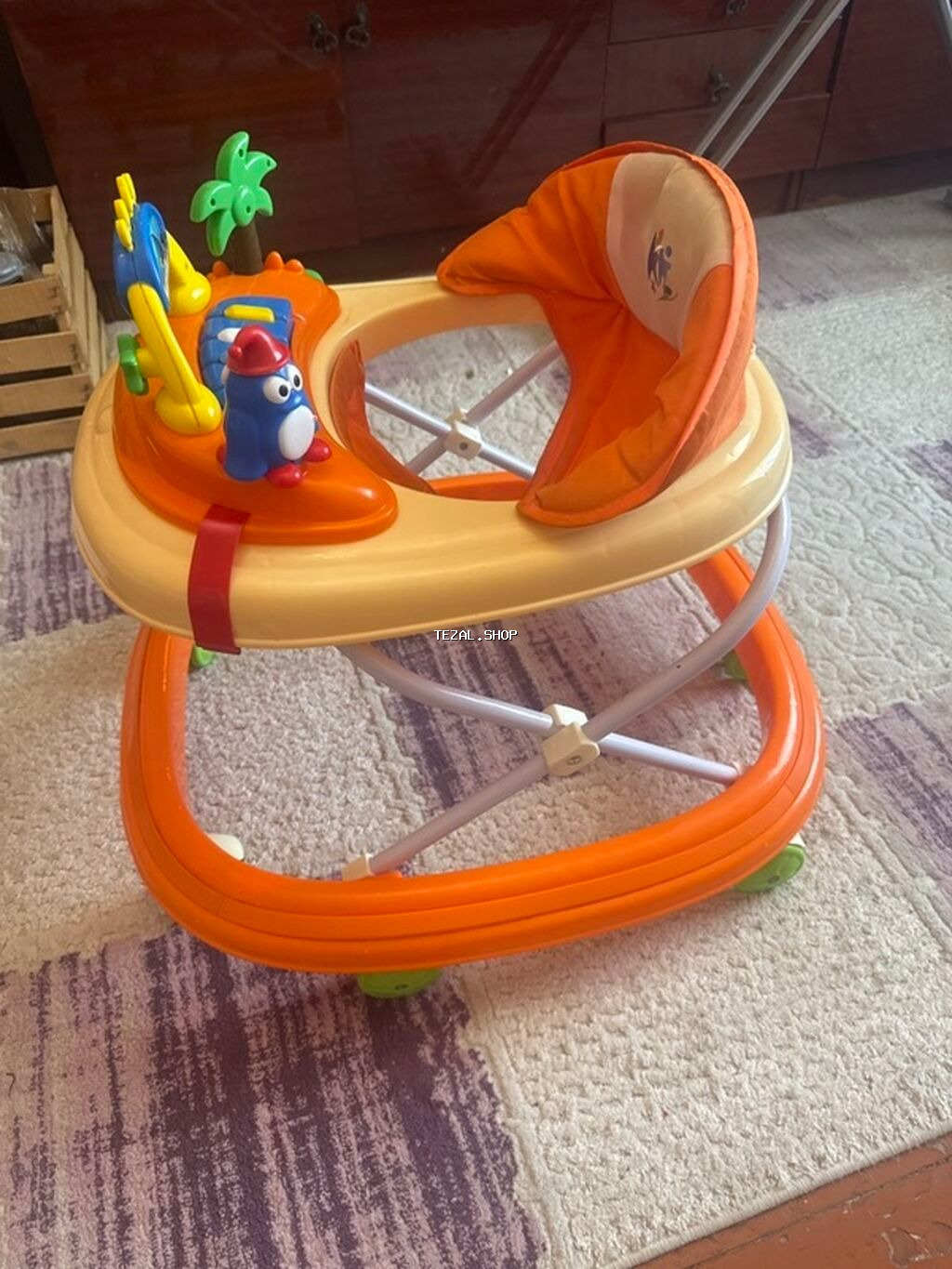 Uşaq gəzdirəcisi (walker) – narıncı/bej rəngli, musiqili oyun paneli - şəkil 3