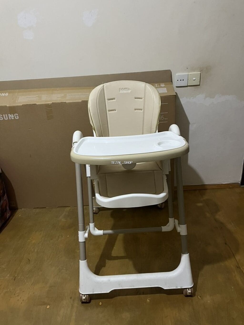 Uşaq yemək oturacağı – tənzimlənən və çoxfunksiyalı - Rəng: bej/ağ -