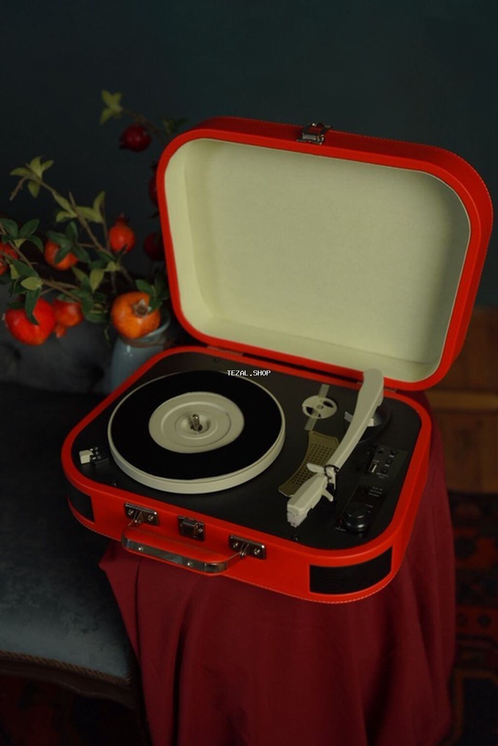 Vinil pikap – çamadan tipli portativ model - Retro çamadan dizaynı - şəkil 2