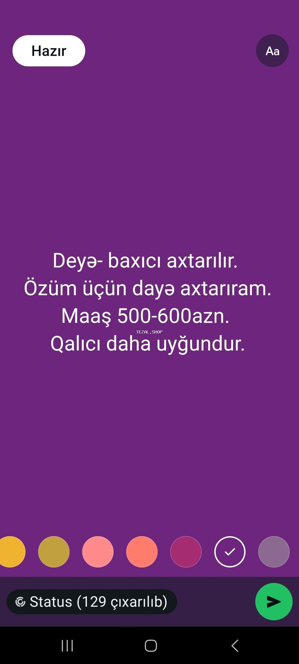 Dayə tələb olunur, 30-45 yaş, 3-5 illik təcrübə, 6/1