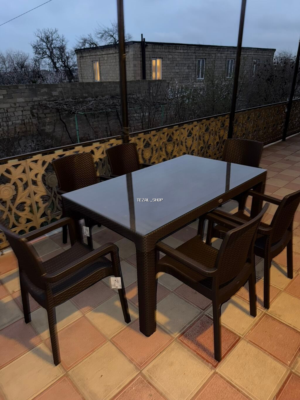 Yeni, Dördbucaq masa, 6 stul, Açılan, Stullar ilə, Plastik, Türkiyə