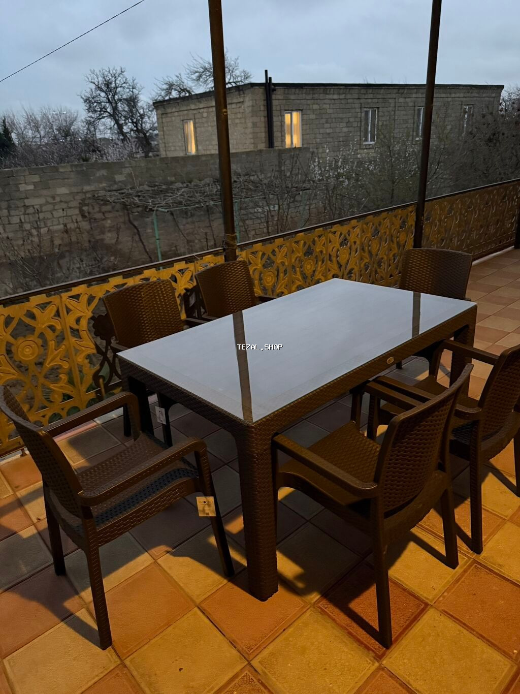 Yeni, Dördbucaq masa, 6 stul, Açılan, Stullar ilə, Plastik, Türkiyə - şəkil 2