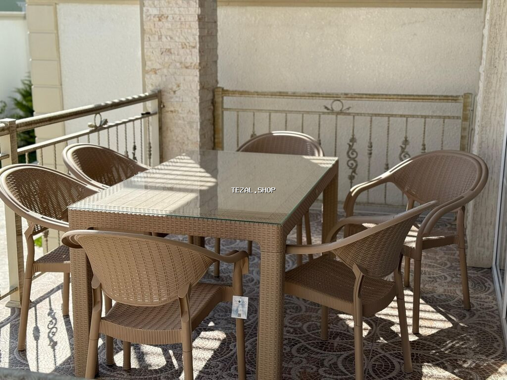 Yeni, Dördbucaq masa, 6 stul, Açılmayan, Stullar ilə, Plastik, Türkiyə