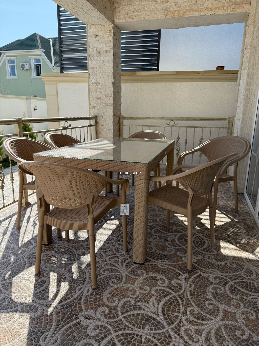 Yeni, Dördbucaq masa, 6 stul, Açılmayan, Stullar ilə, Plastik, Türkiyə - şəkil 2