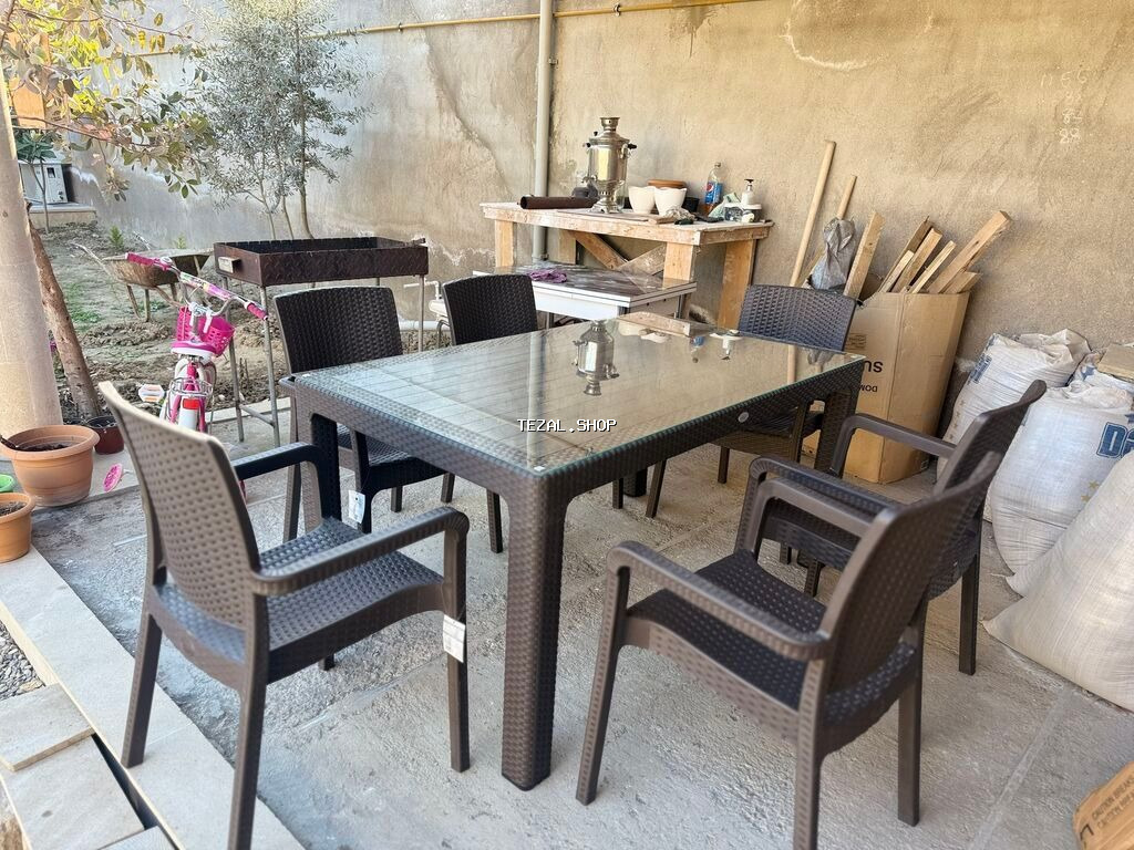 Yeni, Dördbucaq masa, 6 stul, Açılan, Skameykalar ilə, Plastik, Türkiyə - şəkil 2