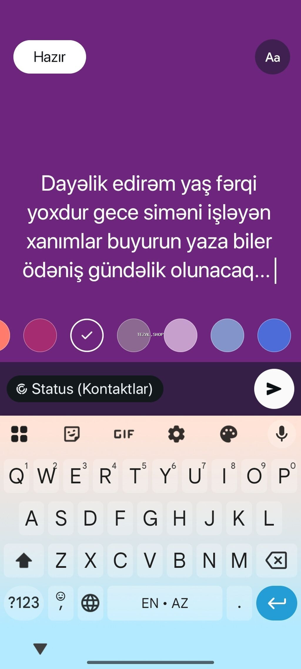 Xidmət: Uşaq baxıcılığı (dayəlik) - Gündüz və ya gecə növbəsi ilə