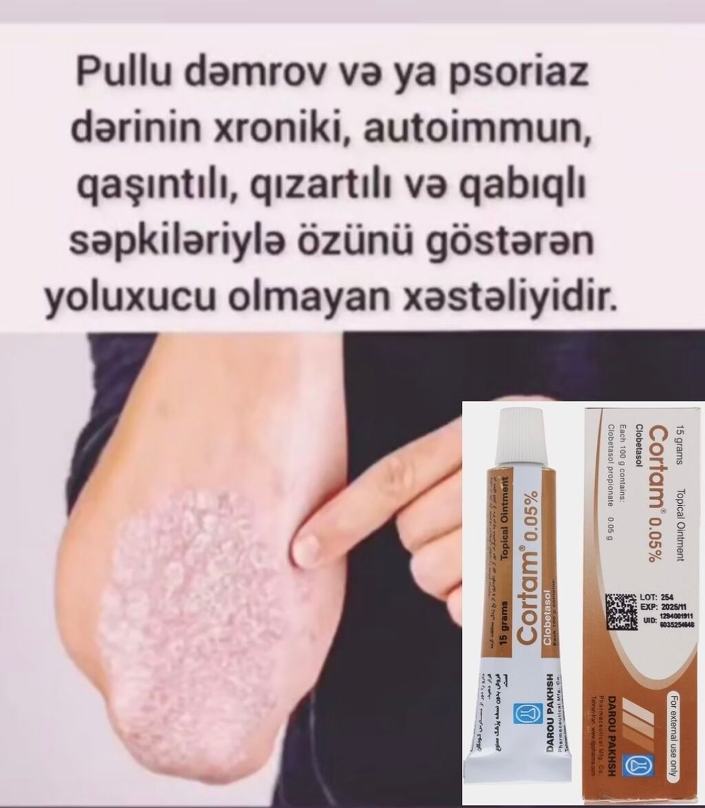 Məhsul: Cortam 0.05% Topikal Maz (Clobetasol Propionate) – 15 qram