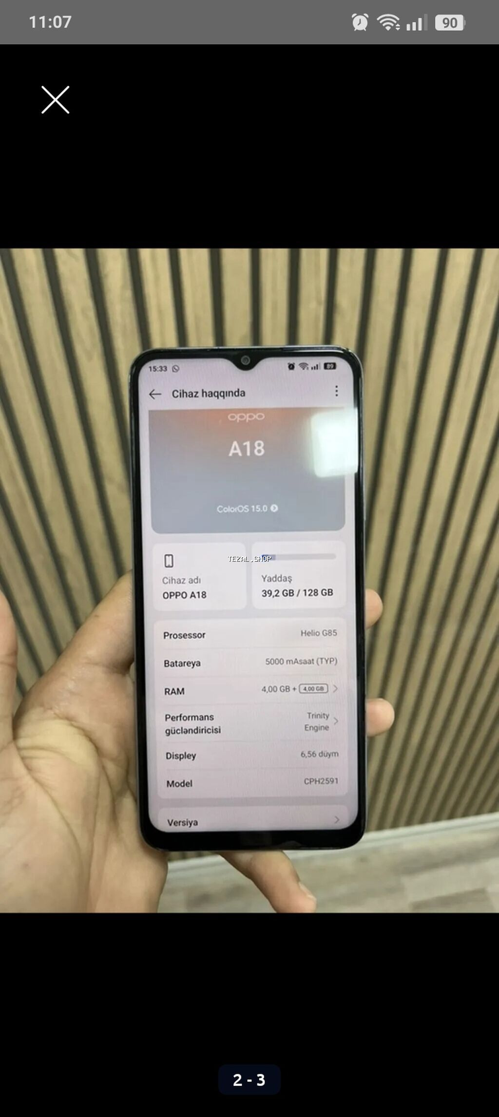 Oppo A18, 128 GB, İki sim kartlı