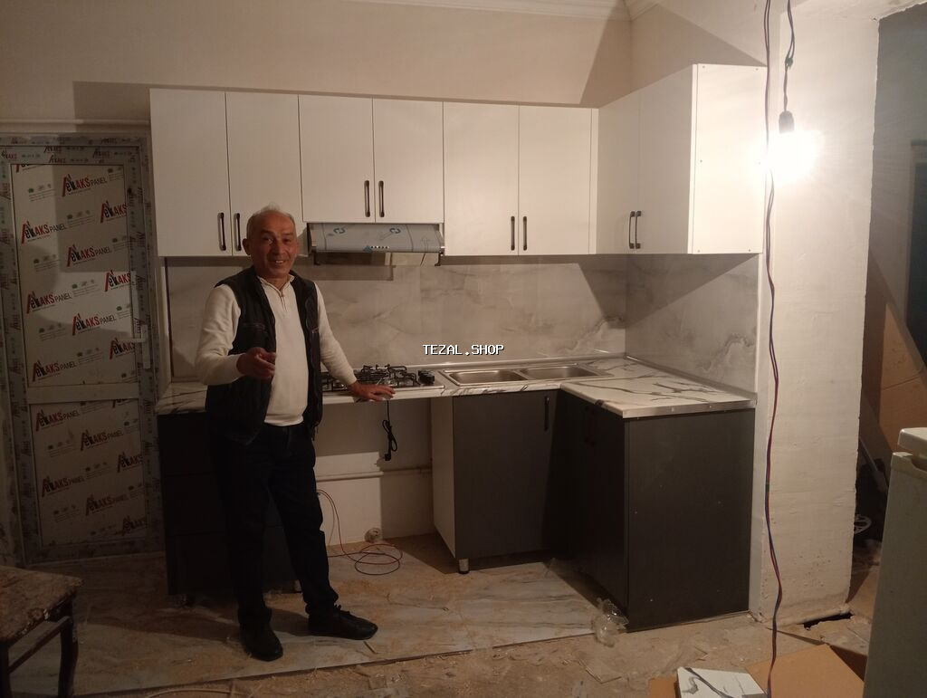 Sifarişlə mətbəx dəsti, Özü çəkən petlələr, Parlaq laminat, Kredit yoxdur, Pulsuz çatdırılma - şəkil 2