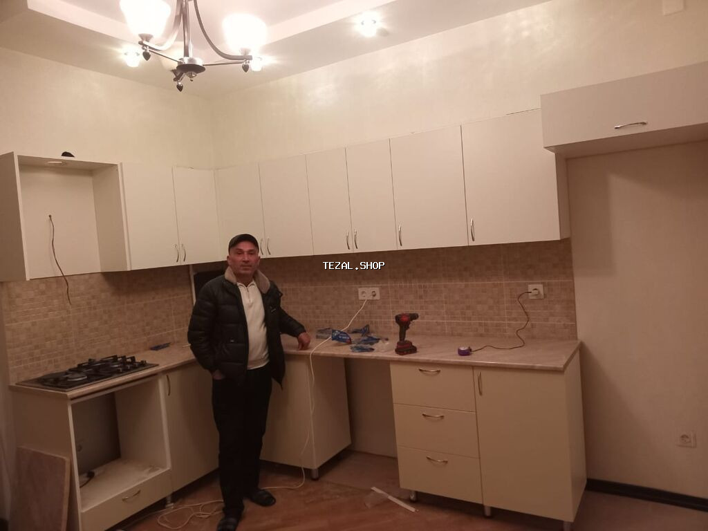 Sifarişlə mətbəx dəsti, Özü çəkən petlələr, Parlaq laminat, Kredit yoxdur, Pulsuz çatdırılma - şəkil 3