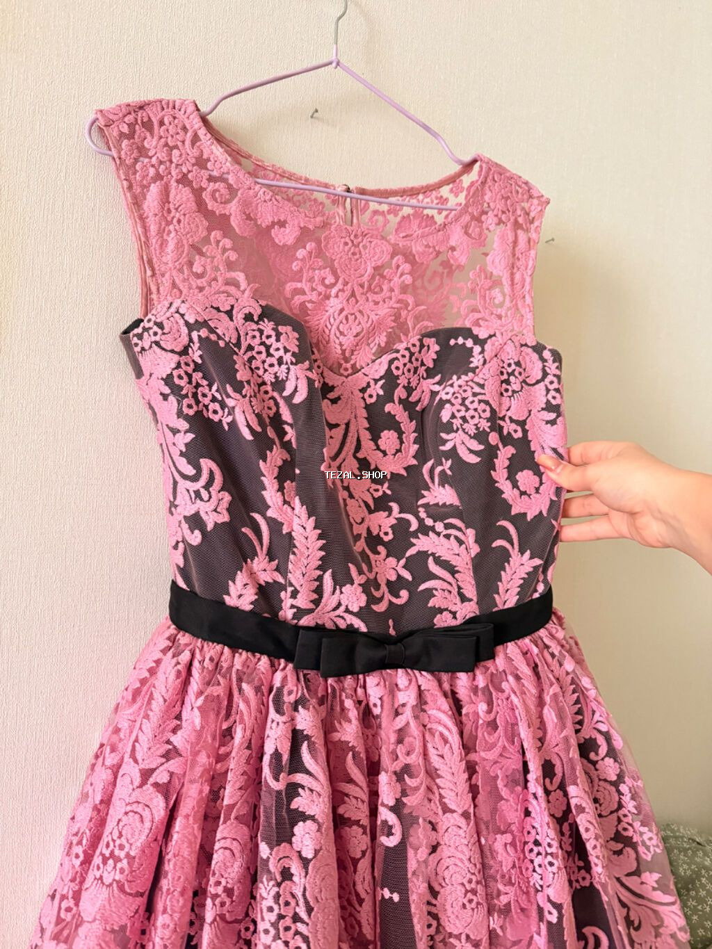 Özəl Tikilib 700 manata - Rəng: çəhrayı krujeva üst qat, tünd astar - - şəkil 3