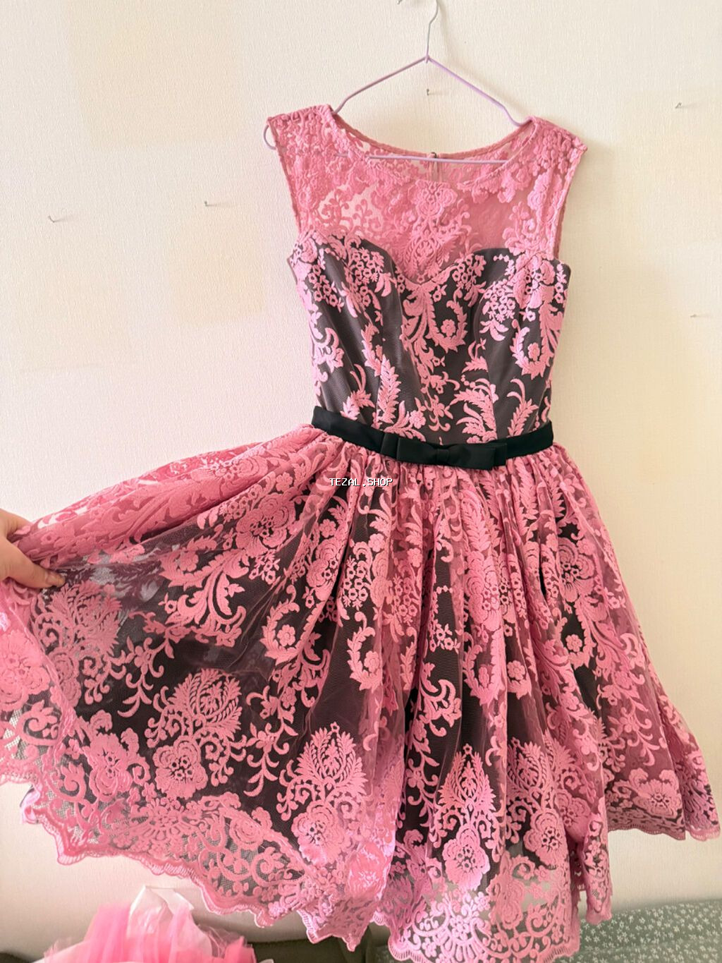 Özəl Tikilib 700 manata - Rəng: çəhrayı krujeva üst qat, tünd astar - - şəkil 4