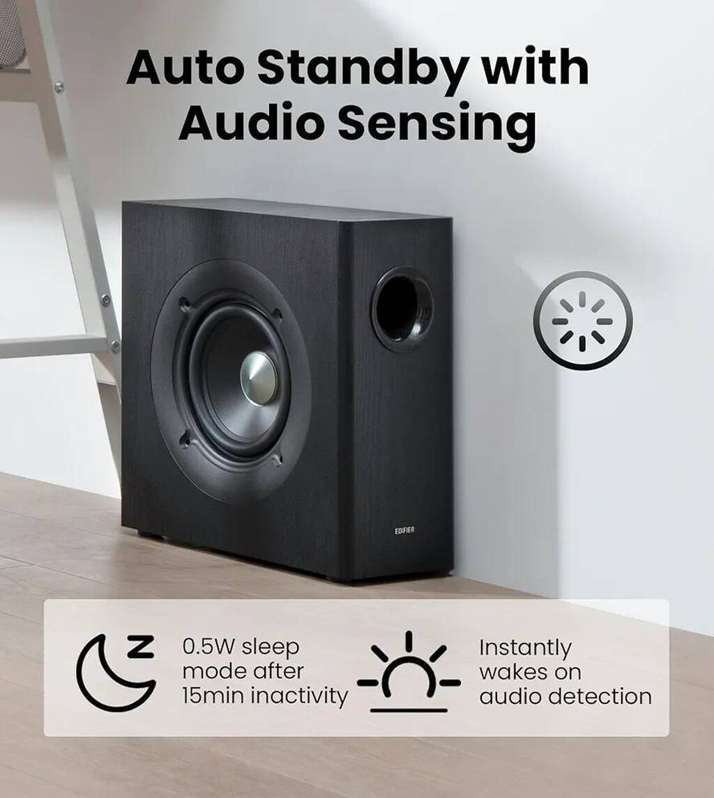 Edifier  T5s / Black Powered Active Subwoofer ✨ 8 düymlük uzun atışlı