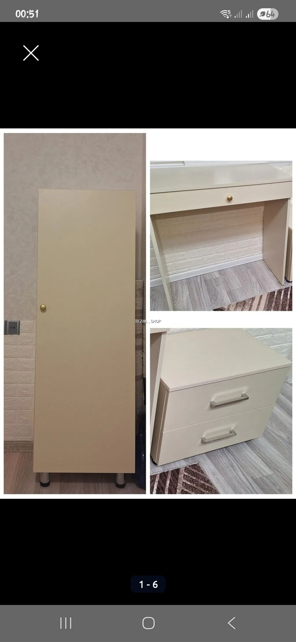 Bej rəngdə otaq mebel dəsti,şkaf,masa,tumba,3 əşya birmyerdə,hec bir