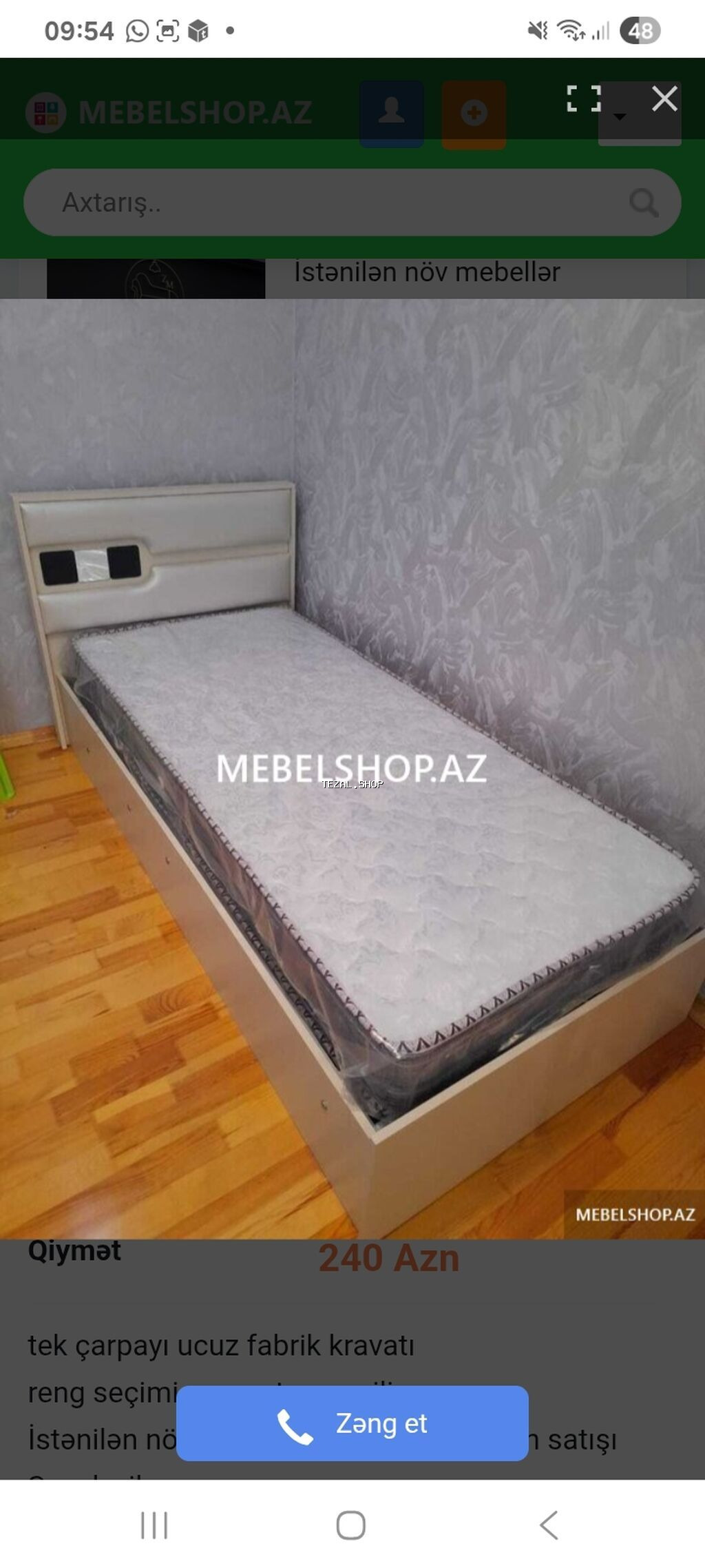 Yeni, Təknəfərlik çarpayı - şəkil 3